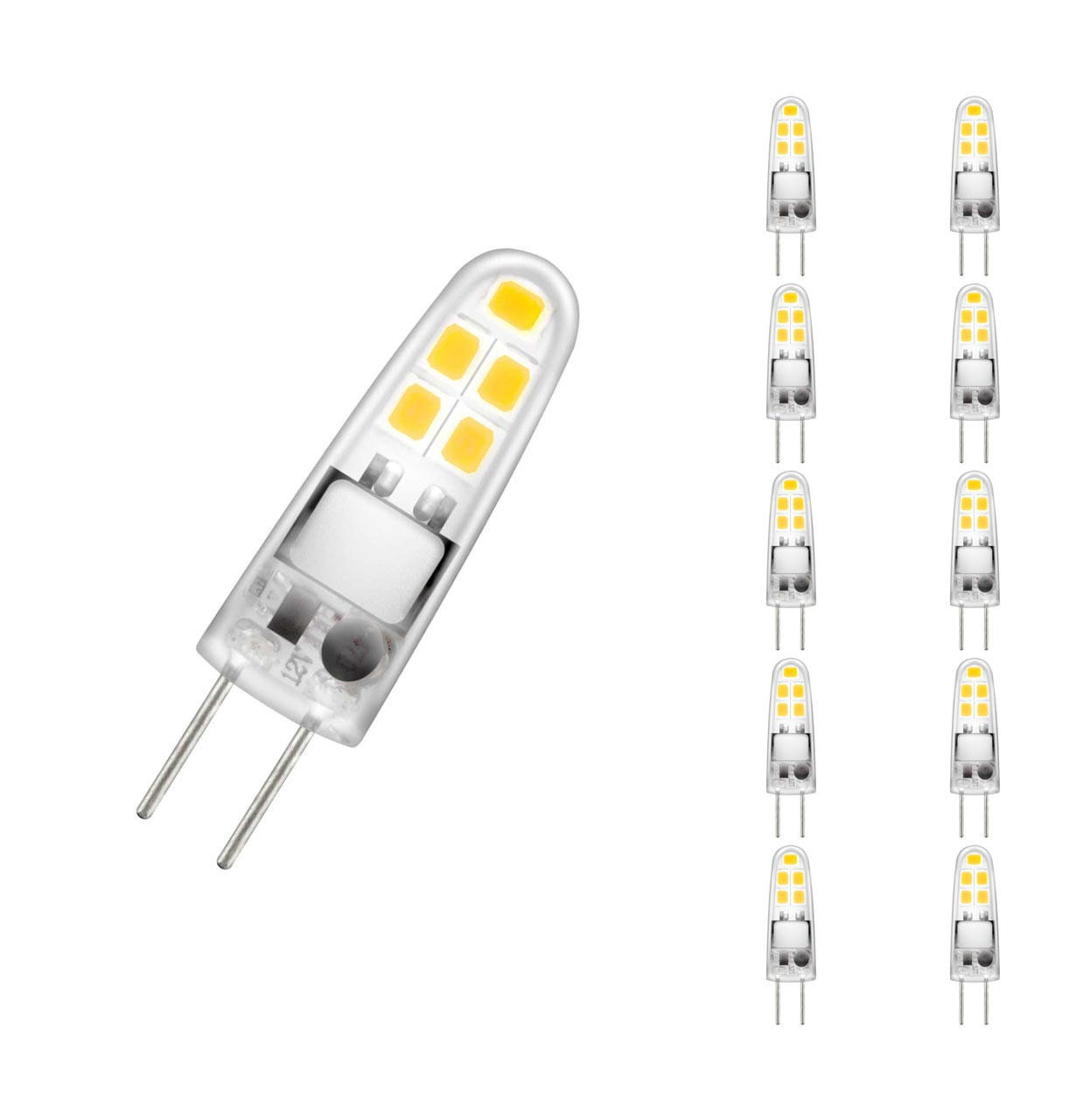 Crompton Lamps LED G4 Capsule 2W 12V AC/DC (10 Pack) Warm White Clear (10W Eqv)