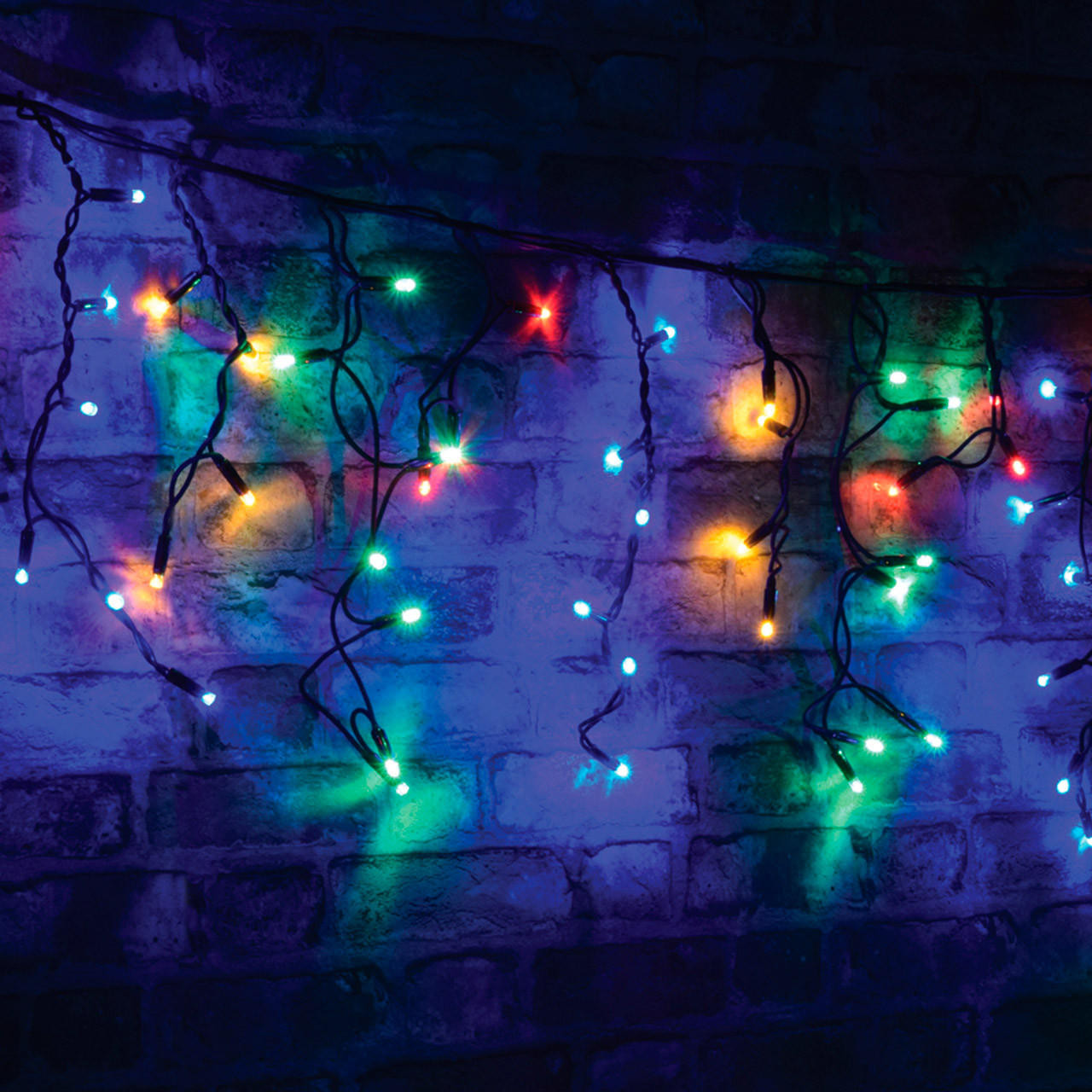 Image of Lyyt-Connect 2m 100 Multi-Coloured LED Connectable Outdoor Icicle Lights