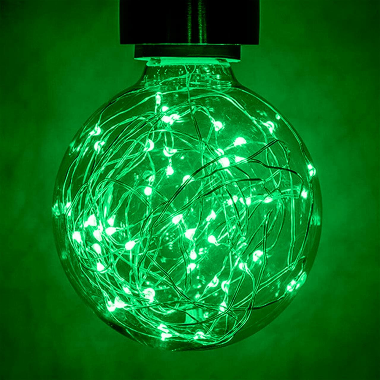 Prolite LED G95 Globe 1.7W E27 Star Effect Funky Filaments Green Clear