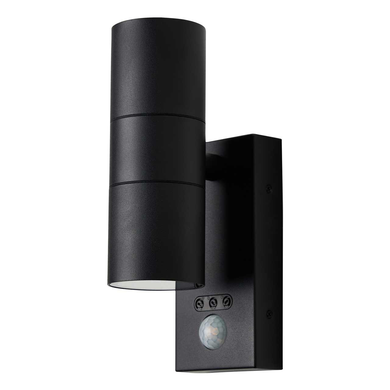 Zink LETO Outdoor Up and Down Wall Light with PIR Textured Black