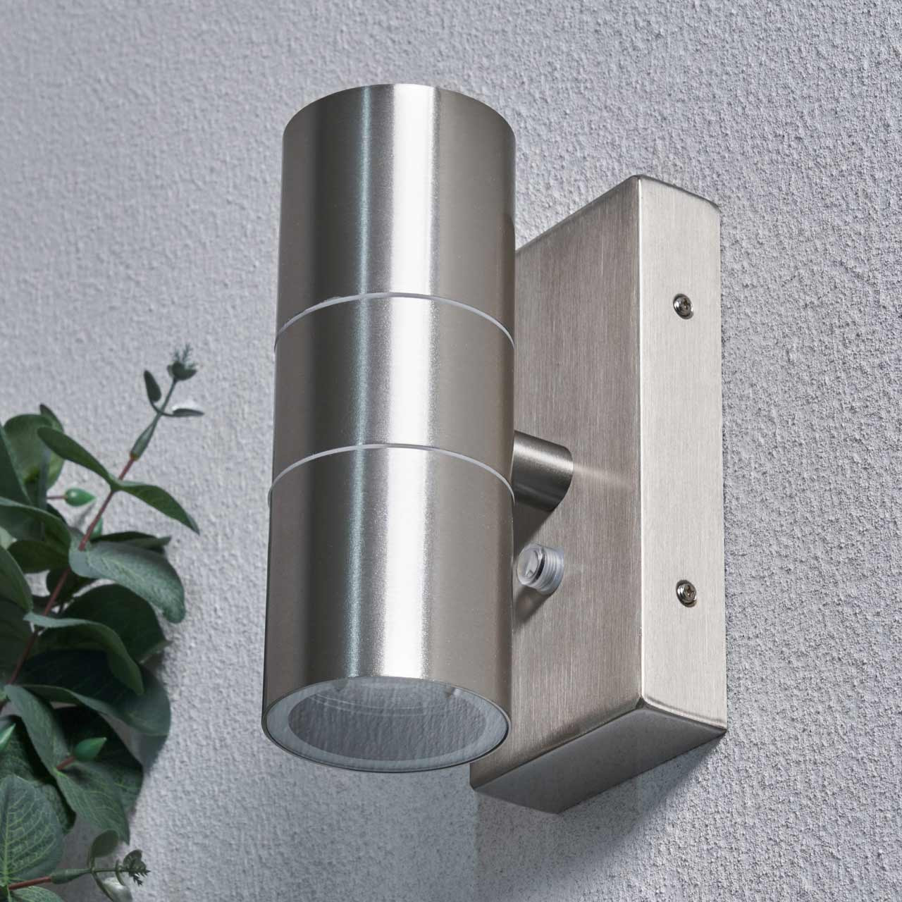Zink LETO Outdoor Up and Down Wall Light with Dusk Til Dawn Sensor Stainless Steel