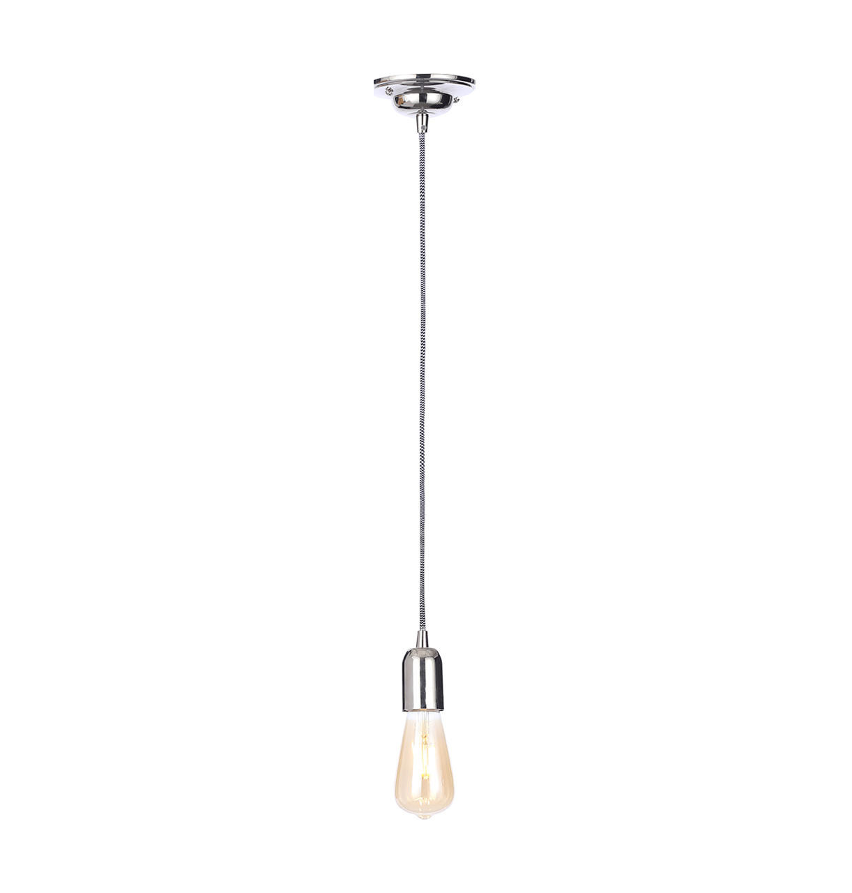 Inlight Dale E27 Pendant Cord Set Polished Nickel & Herringbone