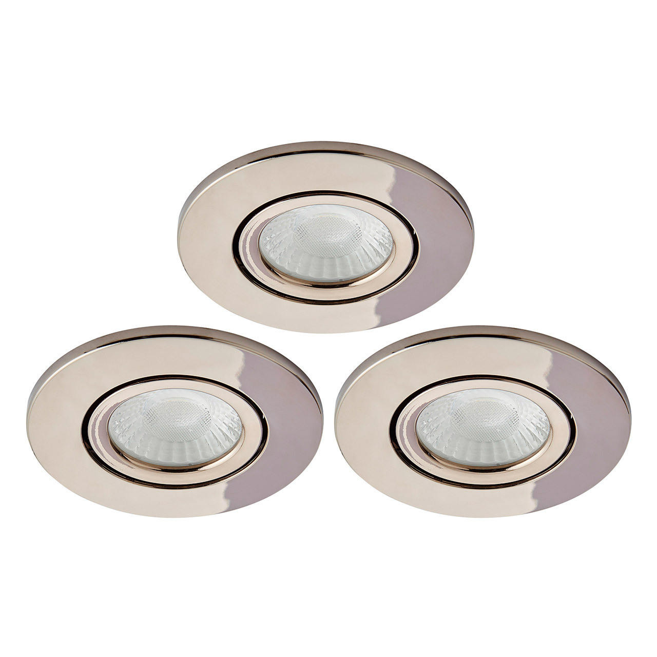 Spa Como LED Tiltable Fire Rated Downlight 5W Dimmable (3 Pack) Cool White Brushed Chrome IP65