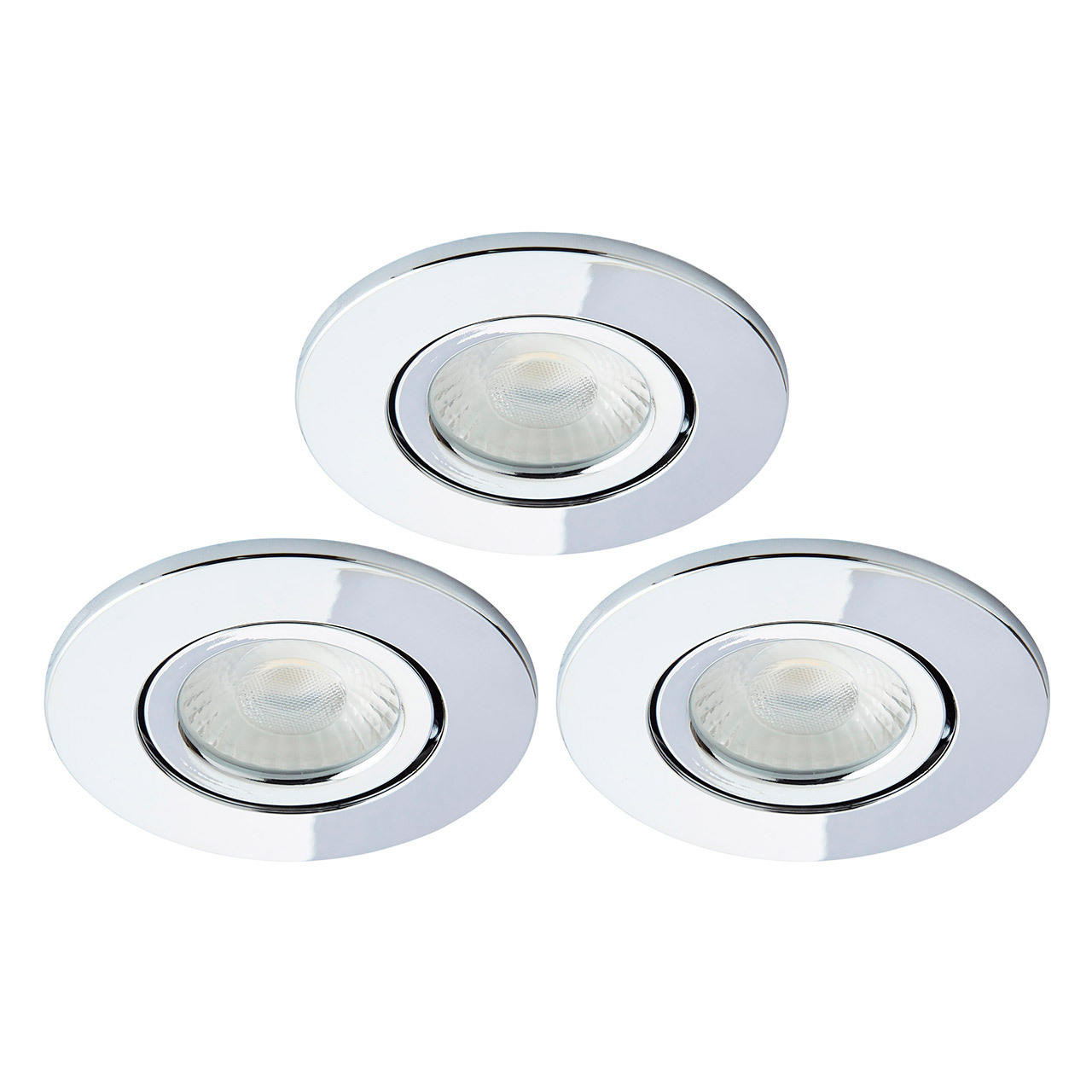 Spa Como LED Tiltable Fire Rated Downlight 5W Dimmable (3 Pack) Cool White Chrome IP65