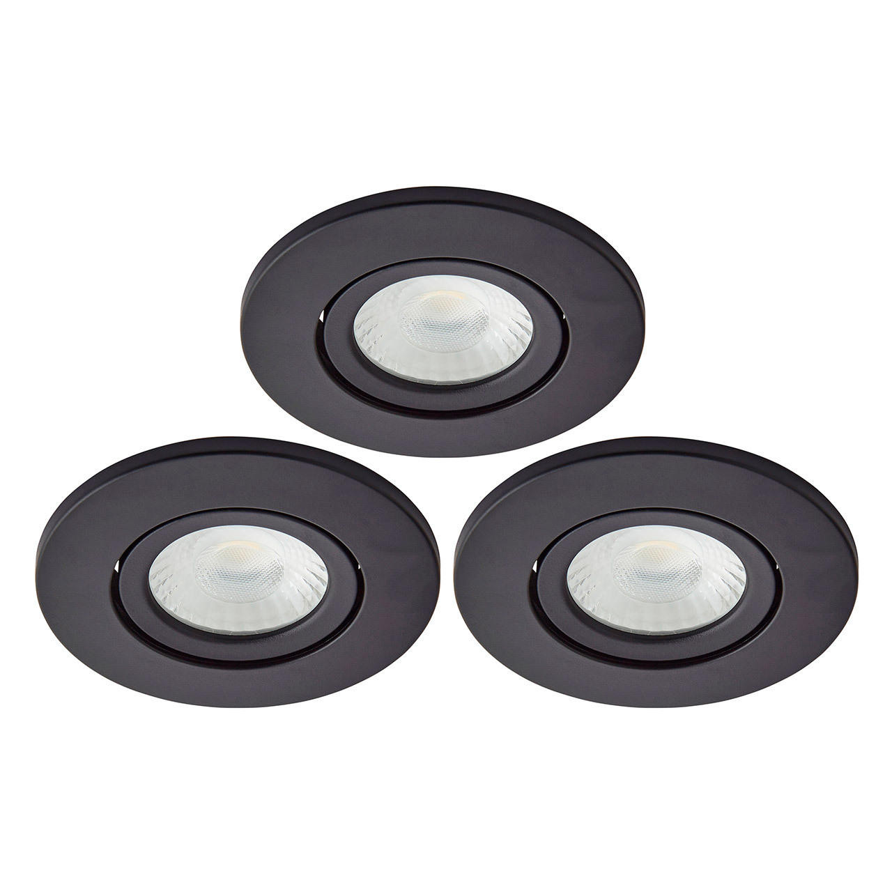 Spa Como LED Tiltable Fire Rated Downlight 5W Dimmable (3 Pack) Cool White Satin Black IP65