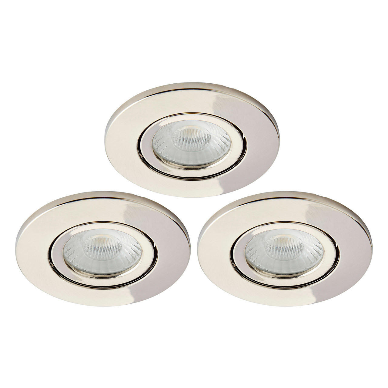 Spa Como LED Tiltable Fire Rated Downlight 5W Dimmable (3 Pack) Cool White Satin Nickel IP65