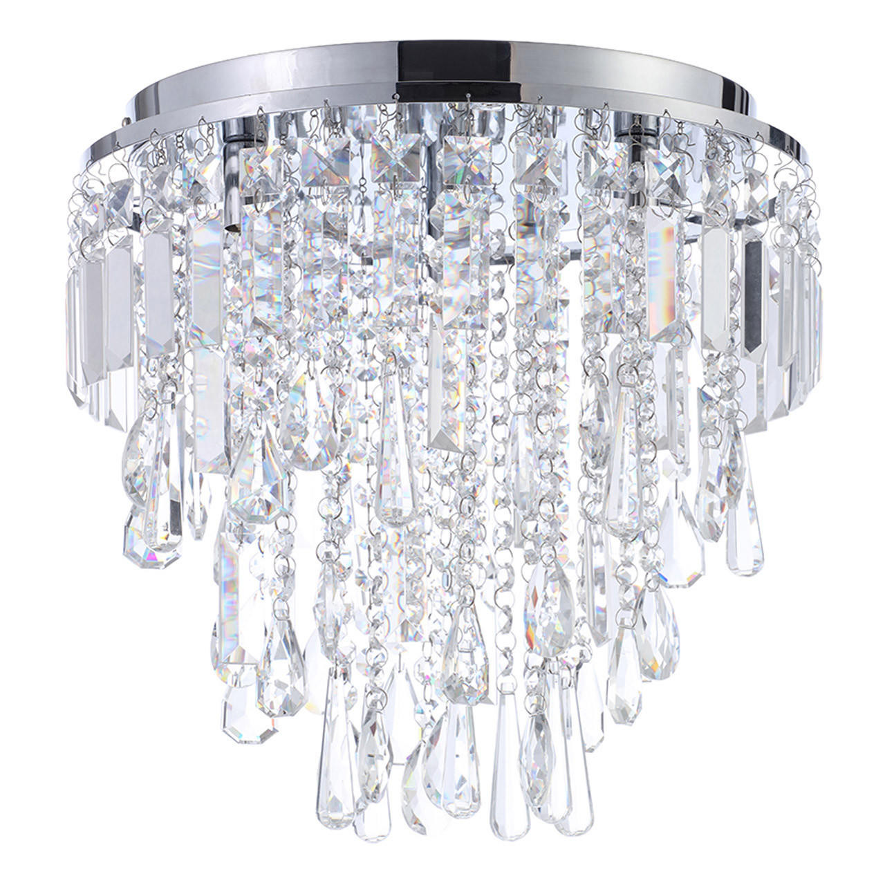 Spa Pro Bresna 350mm 3-Light Flush Ceiling Light Crystal Glass and Chrome