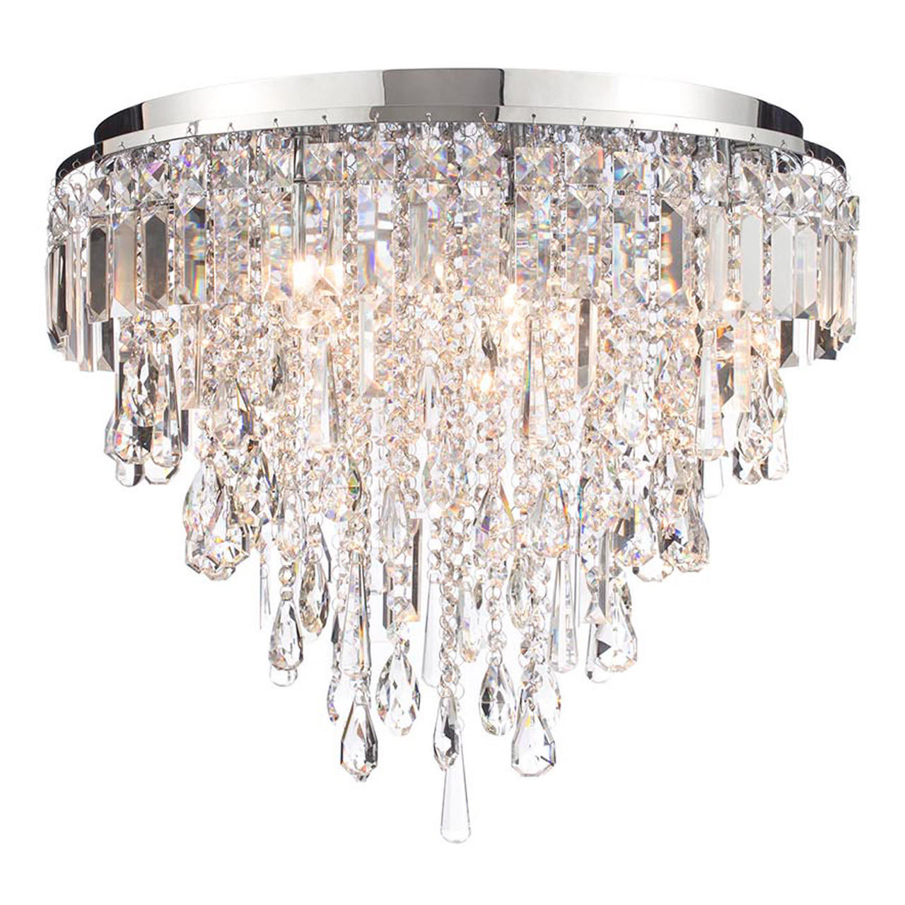 Spa Pro Bresna 6-Light Flush Ceiling Light Crystal Glass and Chrome