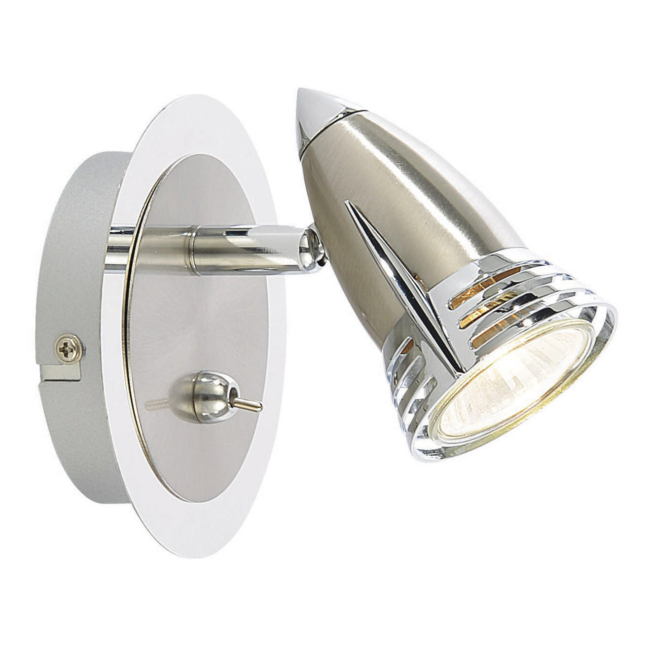 Inlight Elara Adjustable Wall Spotlight with On/Off Toggle Switch Satin Nickel and Chrome