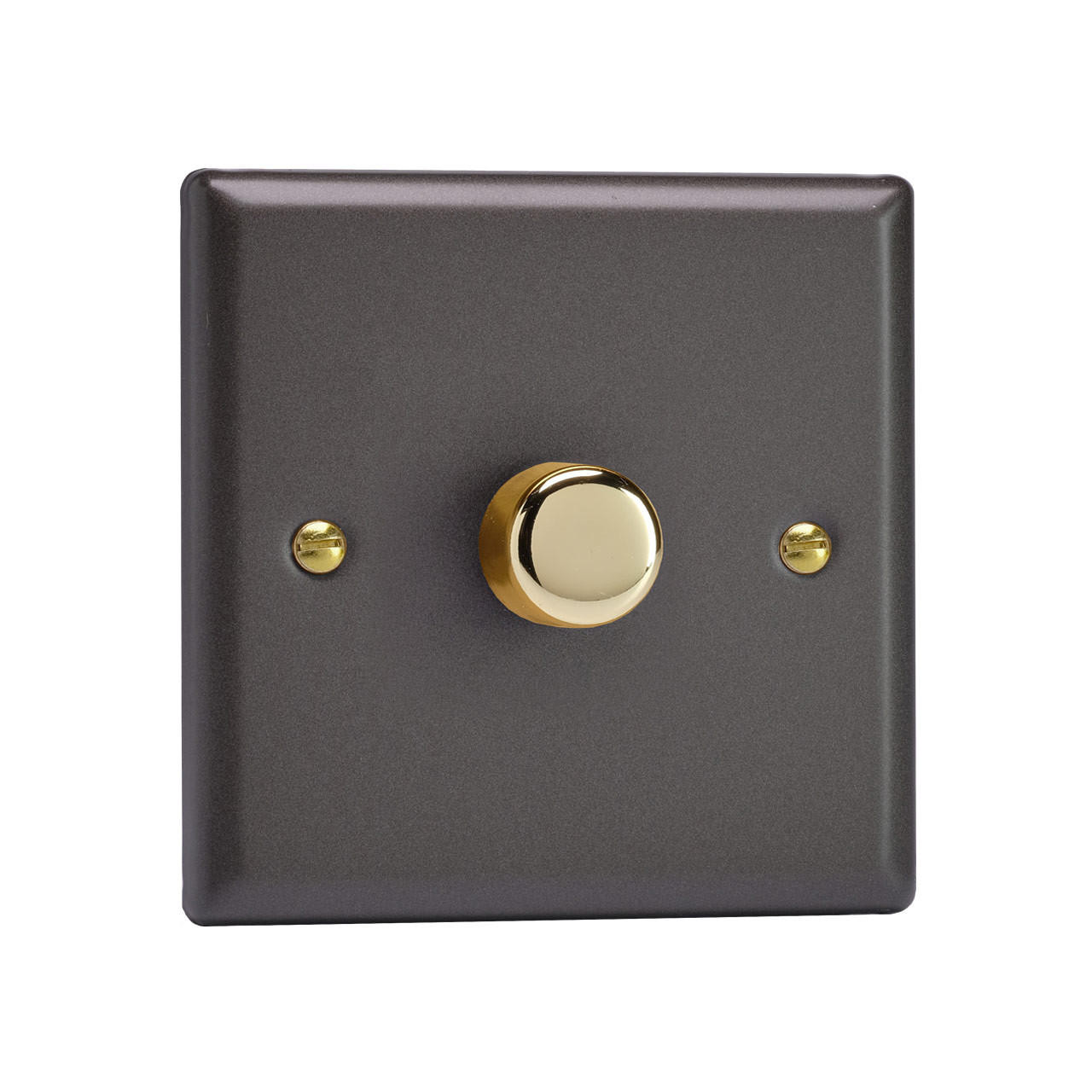 Varilight Vogue LED V-Pro 1 Gang Rotary Dimmer Switch Slate with Brass Knob