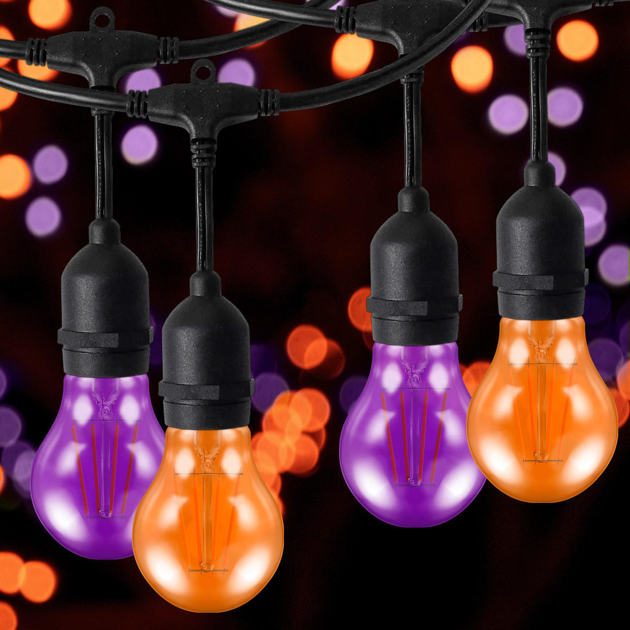 Halloween Premium 5m Connectible Outdoor Festoon Light with 10x LED GLS Orange & Purple