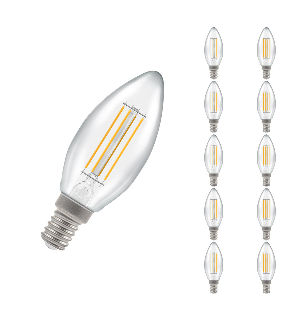 Crompton Lamps LED Candle 6.5W E14 Filament (10 Pack) Warm White Clear (60W Eqv)