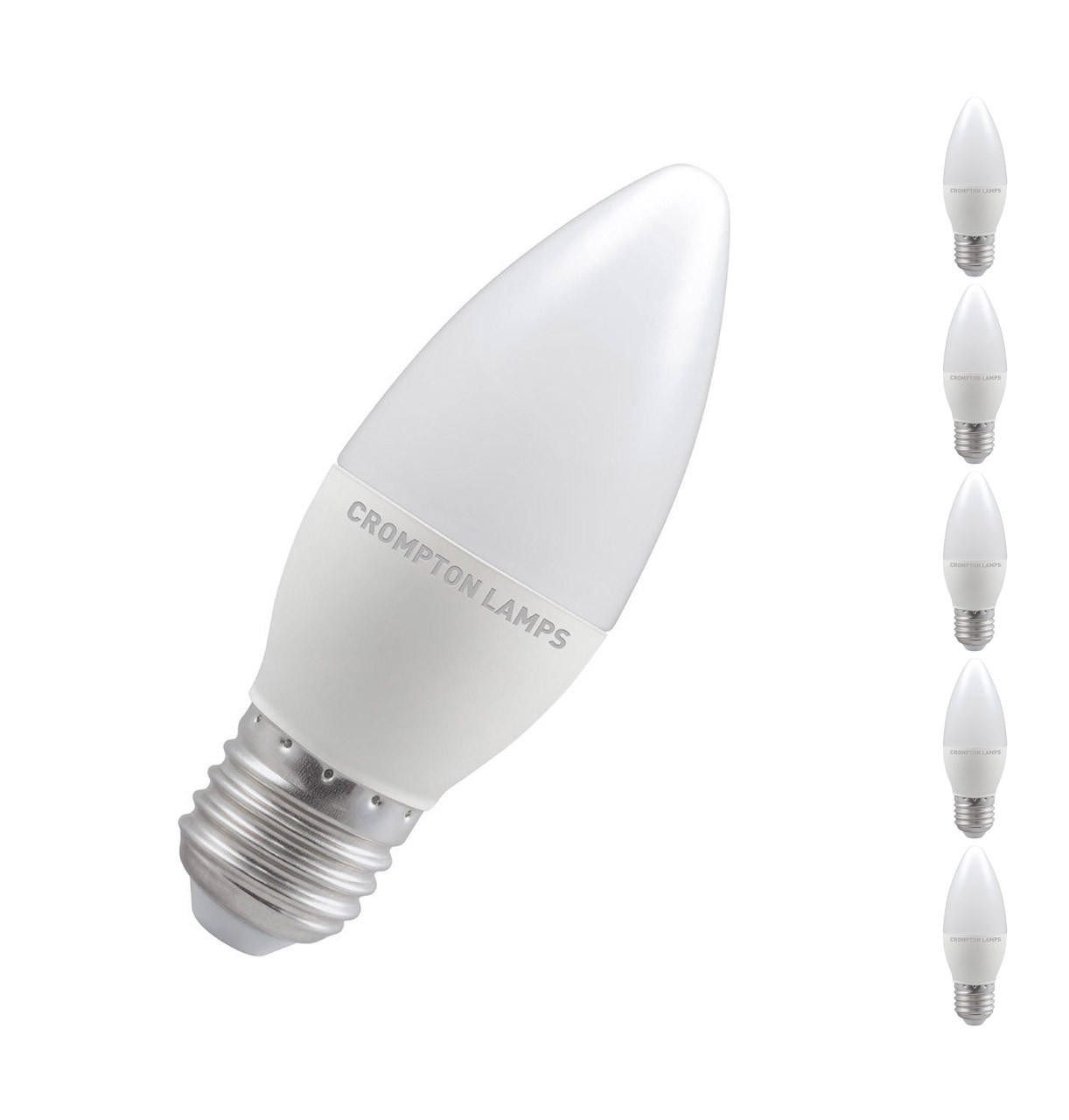 Crompton Lamps LED Candle 5W E27 Dimmable (5 Pack) Daylight Opal (40W Eqv)