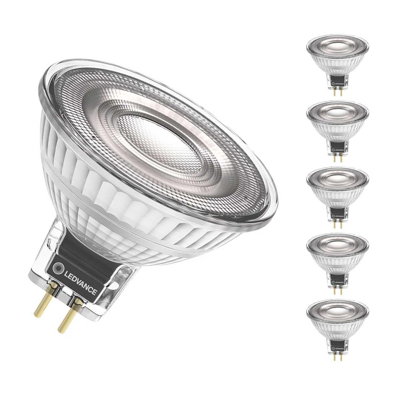 Ledvance LED MR16 Bulb 6.8W GU5.3 12V Dimmable Performance Class (5 Pack) Warm White 36°