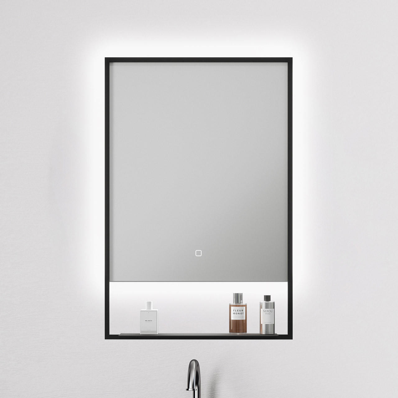 nxt gen Rhodes LED 500x700mm Illuminated Bathroom Mirror with Demist Pad and Shelf