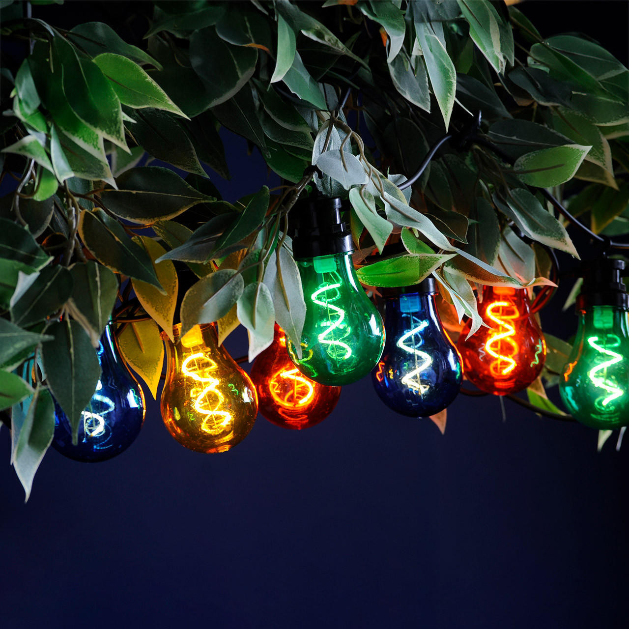 Image of Festive LED Spiral Filament Connectable Outdoor Festoon Light Multi-Coloured Clear