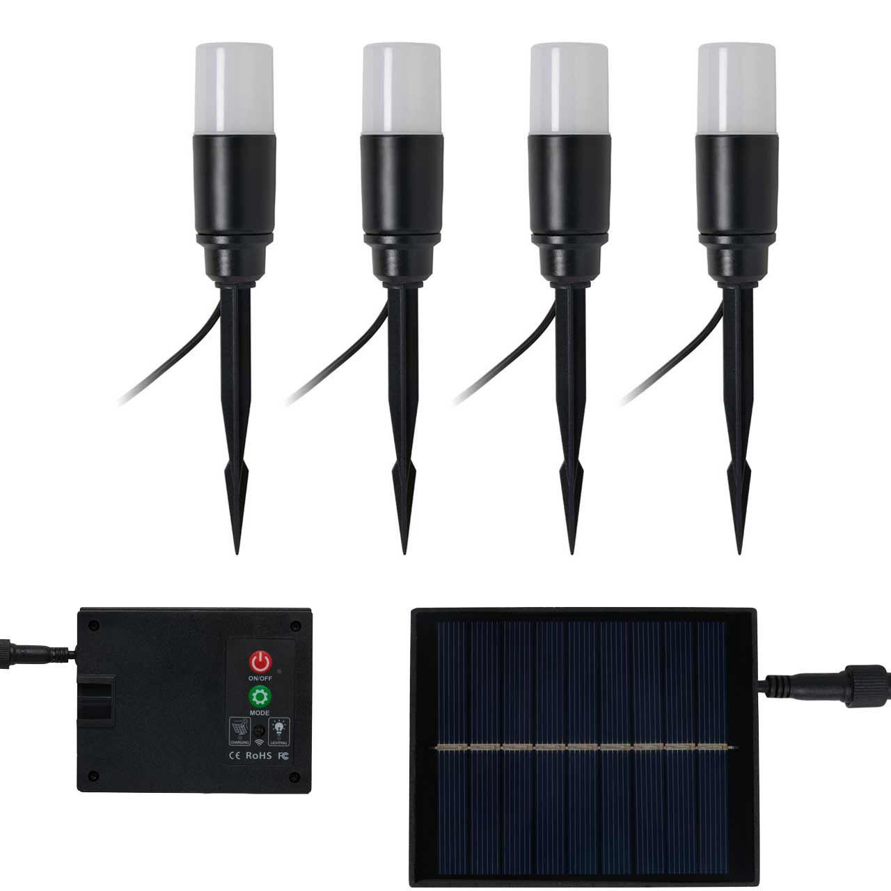 Zink DAW 4 Light LED Solar Stake Light Kit Black