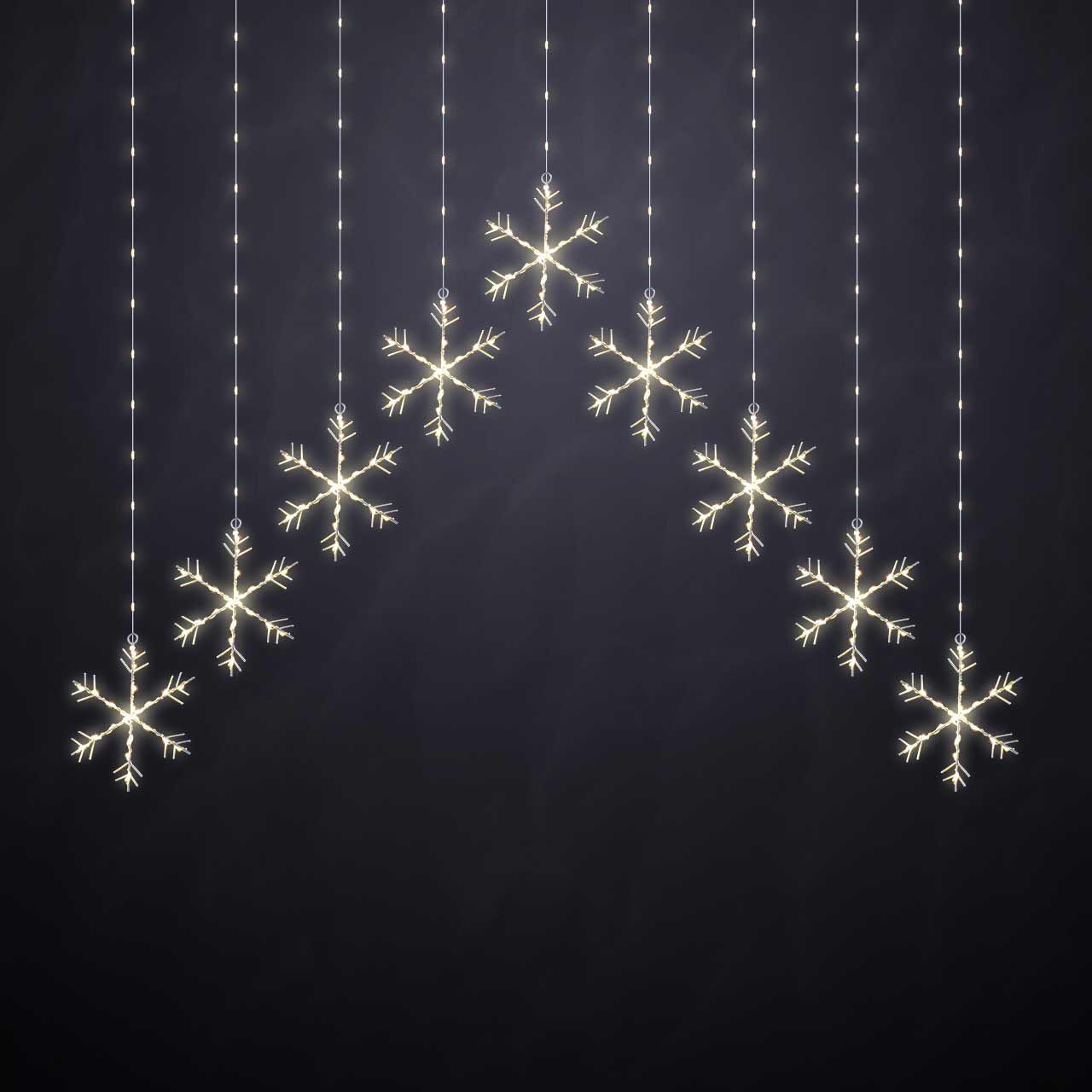 Image of Festive 120cm x 120cm Snowflake Curtain Light Warm White