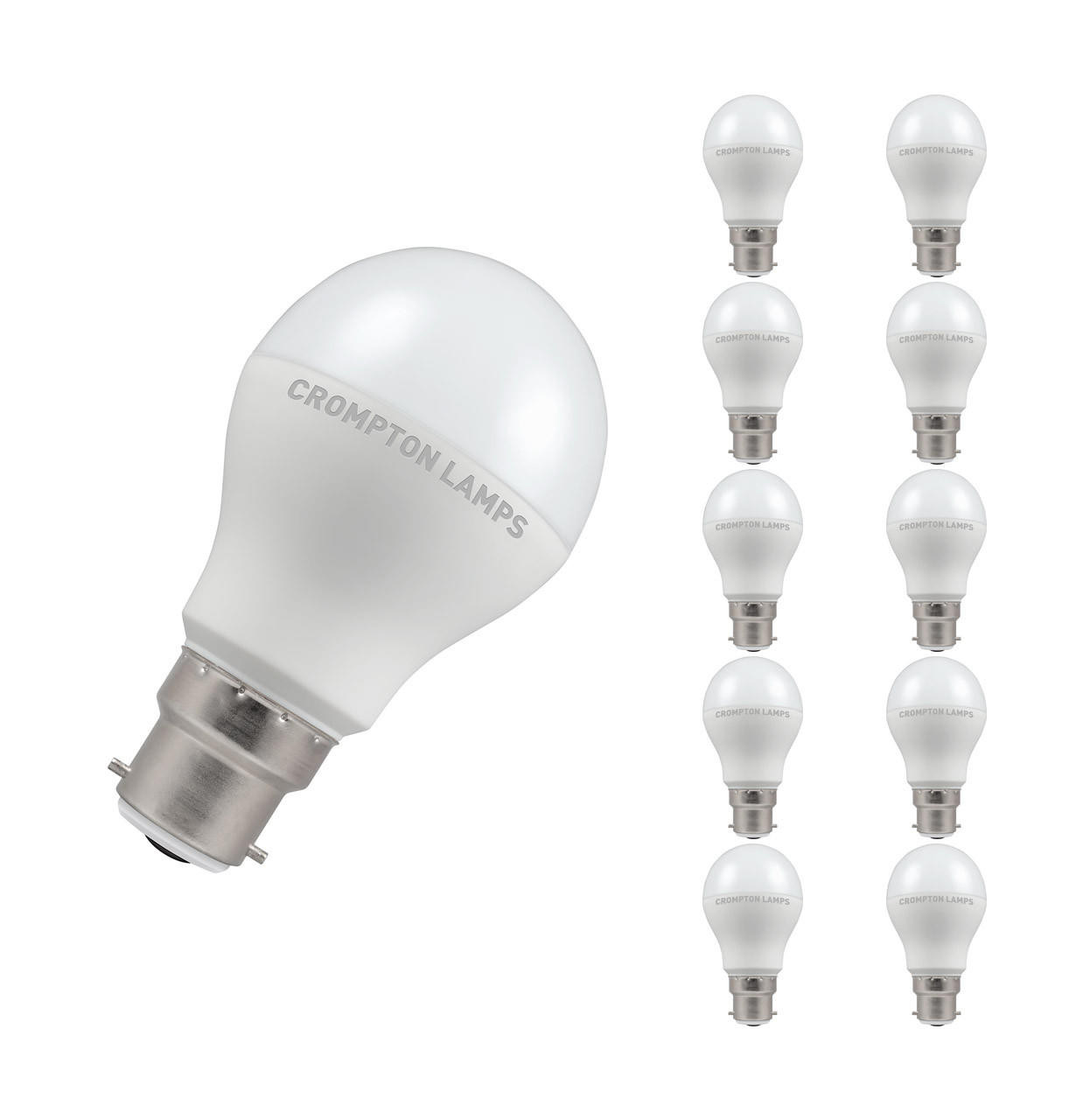 Crompton Lamps LED GLS 8.5W B22 Dimmable (10 Pack) Warm White Opal (60W Eqv)