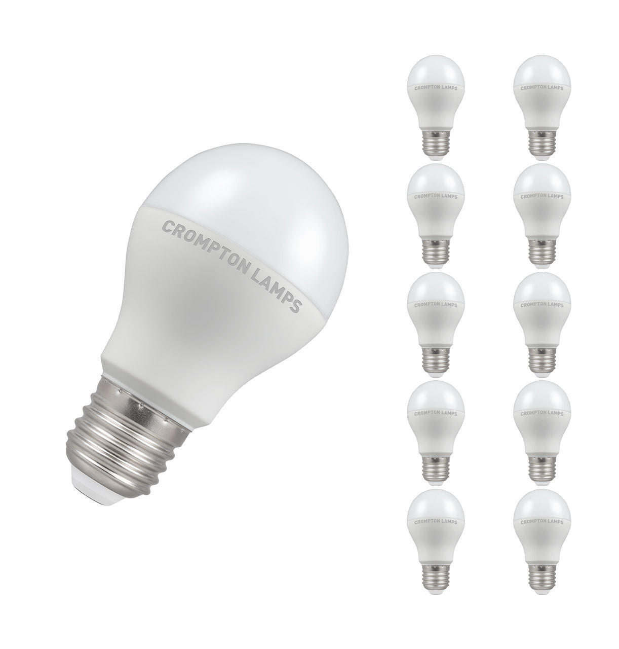 Crompton Lamps LED GLS 8.5W E27 Dimmable (10 Pack) Cool White Opal (60W Eqv)