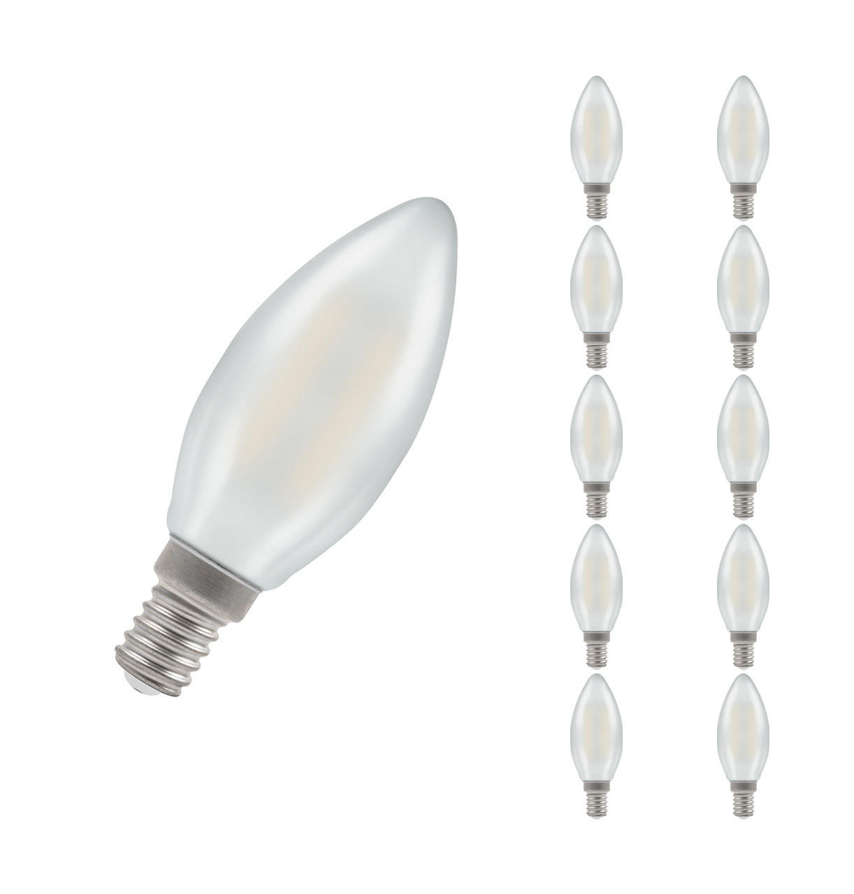Crompton Lamps LED Candle 2.5W E14 Dimmable Filament (10 Pack) Cool White Pearl (25W Eqv)