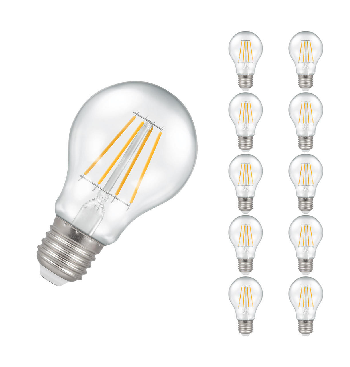 Crompton Lamps LED GLS 7W E27 Filament (10 Pack) Warm White Clear (60W Eqv)