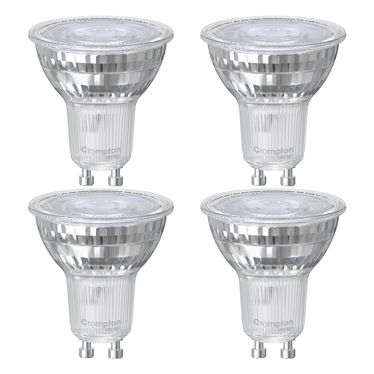 Crompton LED GU10 Spotlight Bulbs 3.7W Cool White 4000K Glass Halogen Replacement (4 Pack)