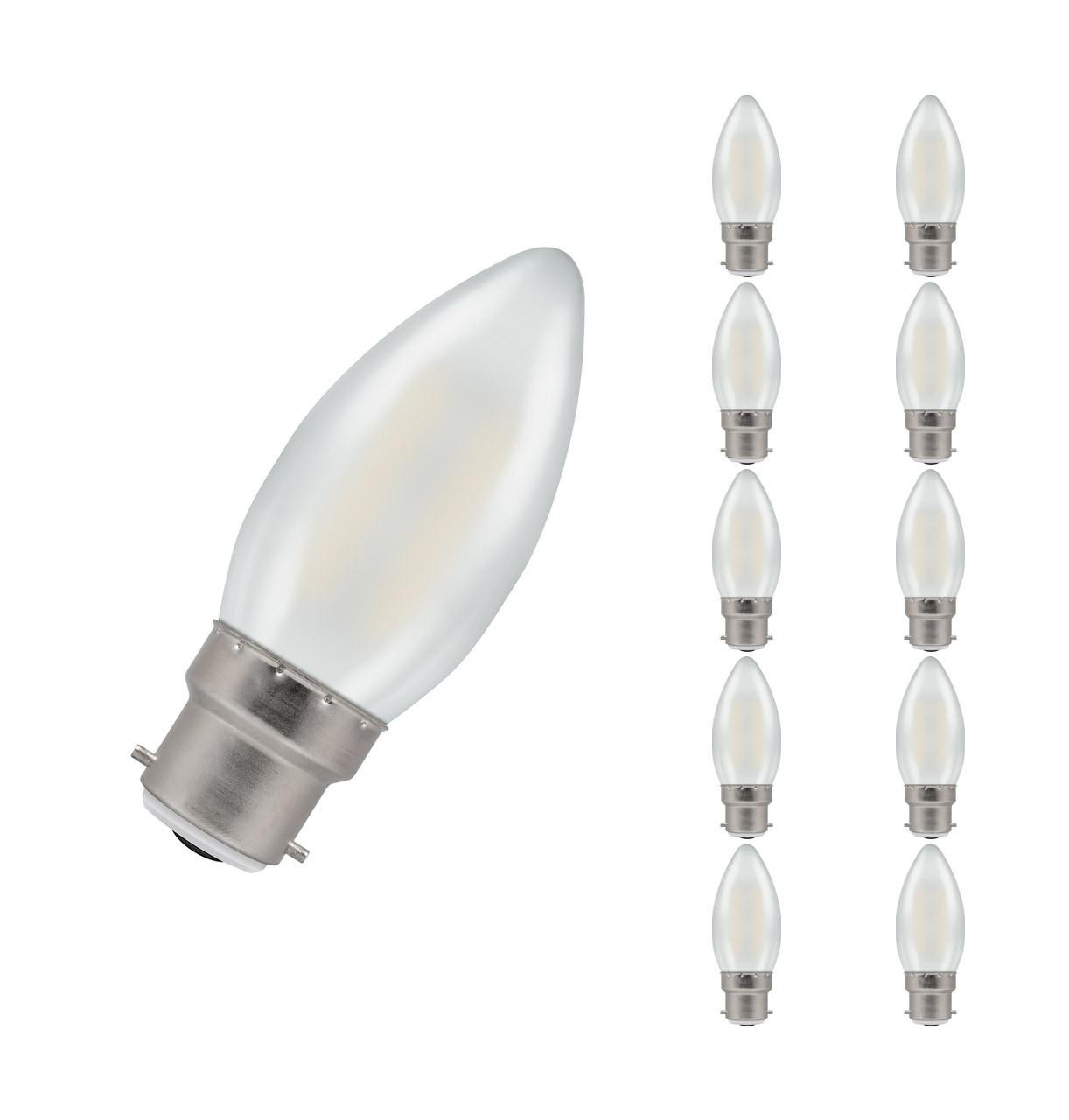 Crompton Lamps LED Candle 2.2W B22 Filament (10 Pack) Warm White Pearl (25W Eqv)