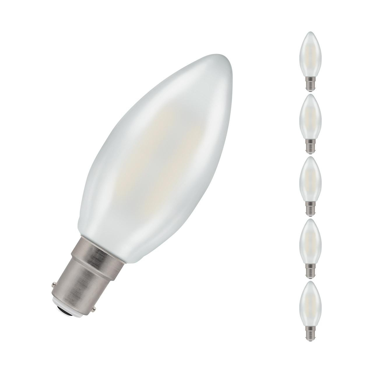 Crompton Lamps LED Candle 2.2W B15 Filament (5 Pack) Cool White Pearl (25W Eqv)