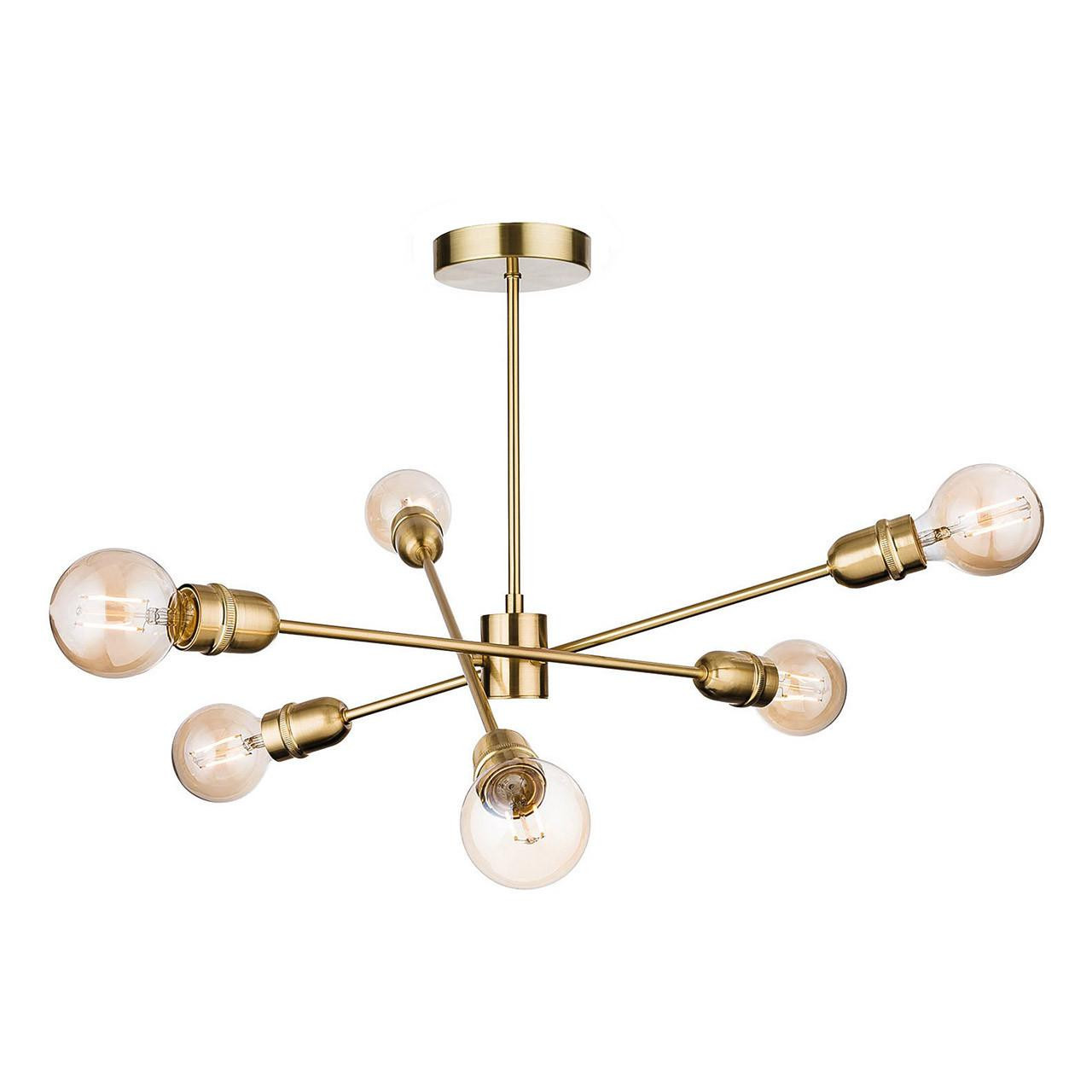 Firstlight Trident Modern Style 6-Light Semi-Flush Ceiling Light Brushed Brass
