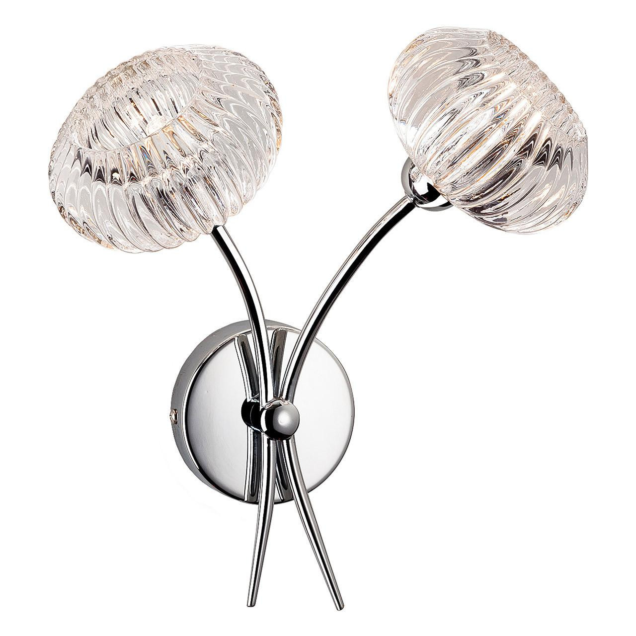 Firstlight Lisbon Modern Style 2-Light Wall Light in Chrome and Clear Decorative Glass