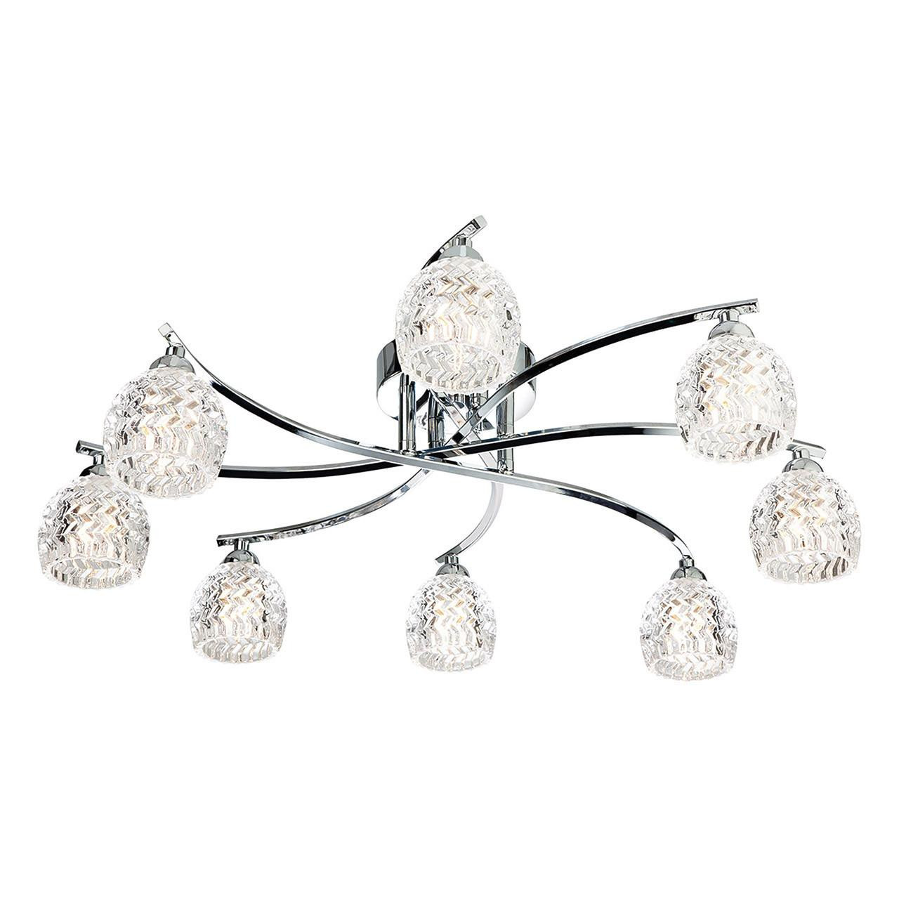 Firstlight Maple Contemporary Style 8-Light Flush Ceiling Light in Chrome and Clear Glass