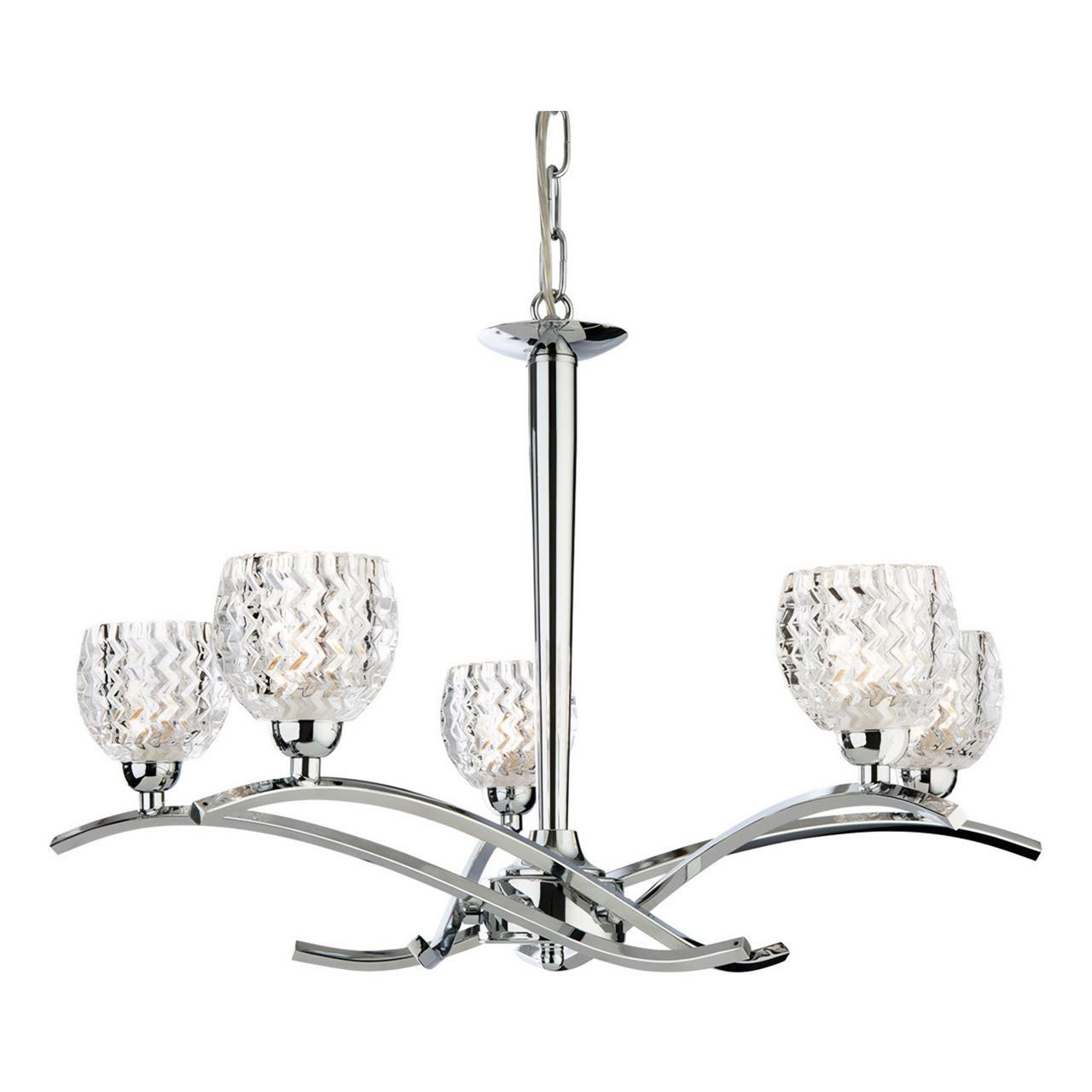 Firstlight Maple Contemporary Style 5-Light Chandelier in Chrome and Clear Glass