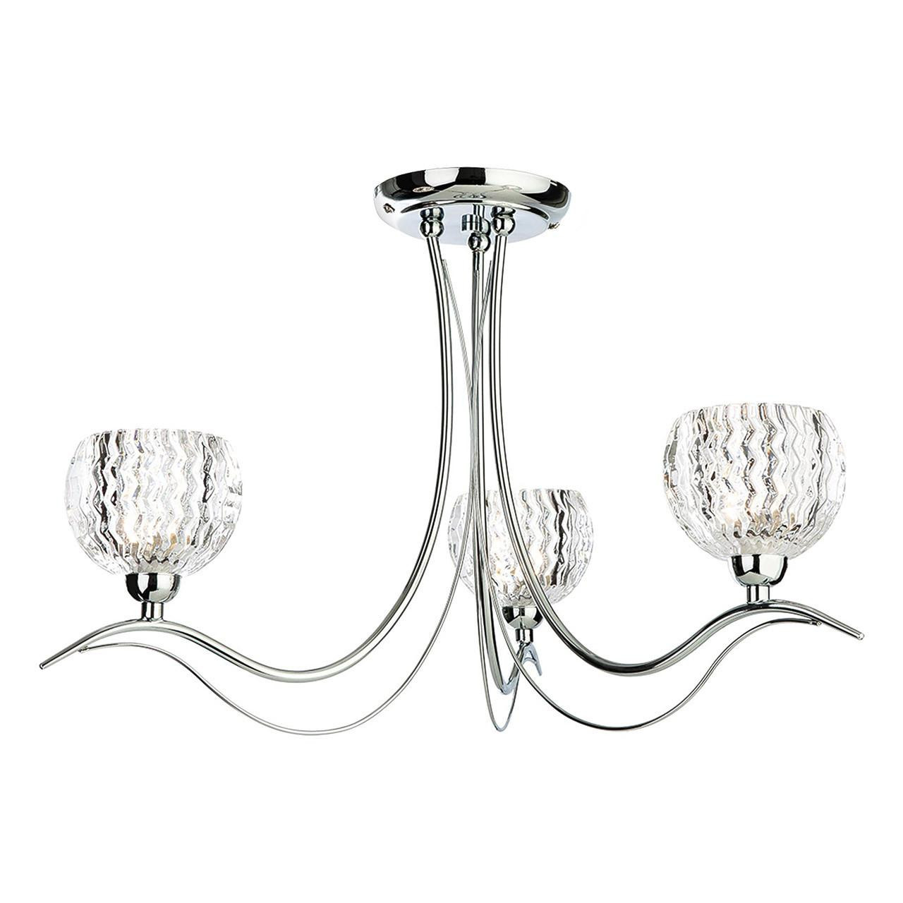 Firstlight Blanche Contemporary Style 3-Light Semi-Flush Ceiling Light in Chrome and Clear Glass