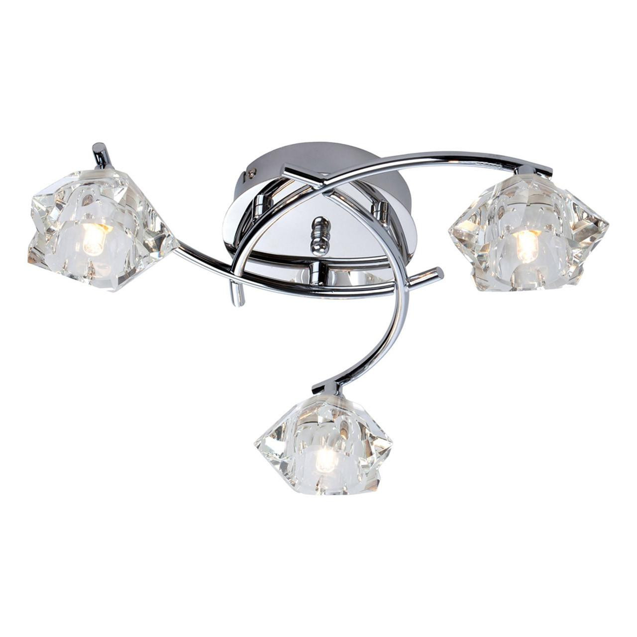 Firstlight Clara Contemporary Style 3-Light Flush Ceiling Light in Chrome and Clear Glass