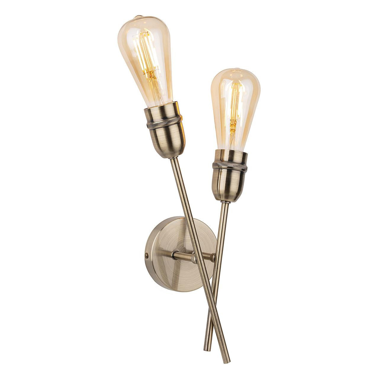 Firstlight Leon Retro Style 2-Light Wall Light Antique Brass