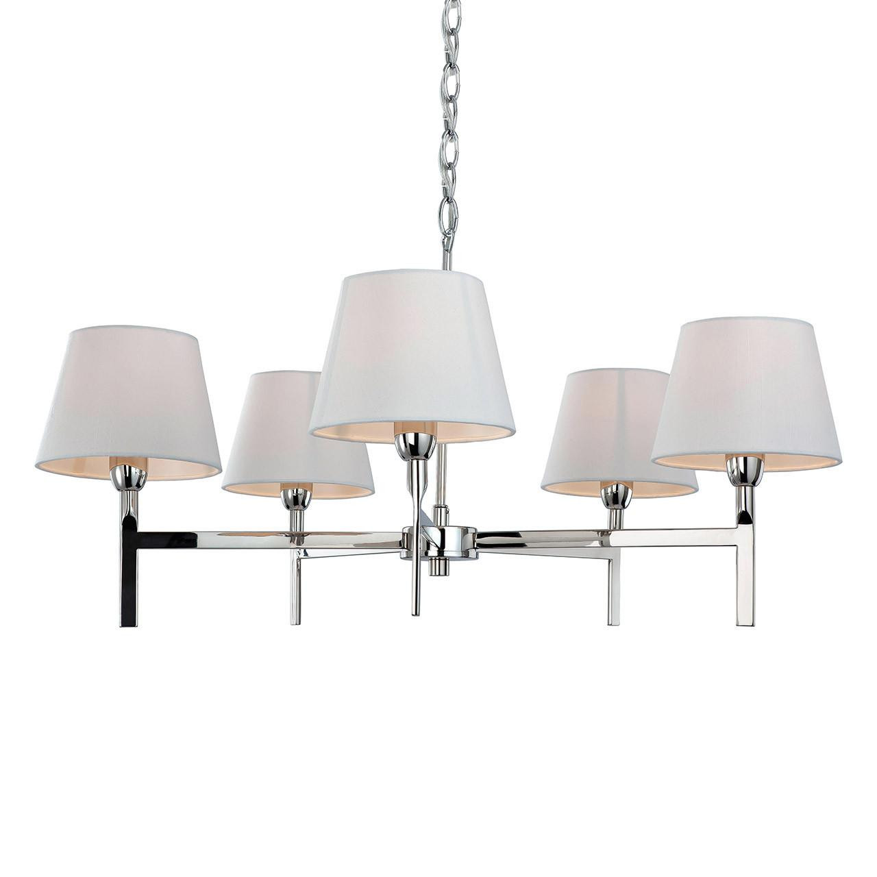 Firstlight Transition Contemporary Style 5-Light Pendant Light Cream and Polished Steel