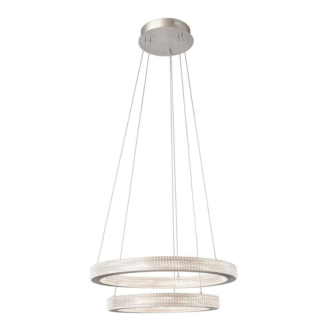 Firstlight Diamond Modern Style LED 2-Ring Pendant Light 43W Warm White in Aluminium and Prismatic