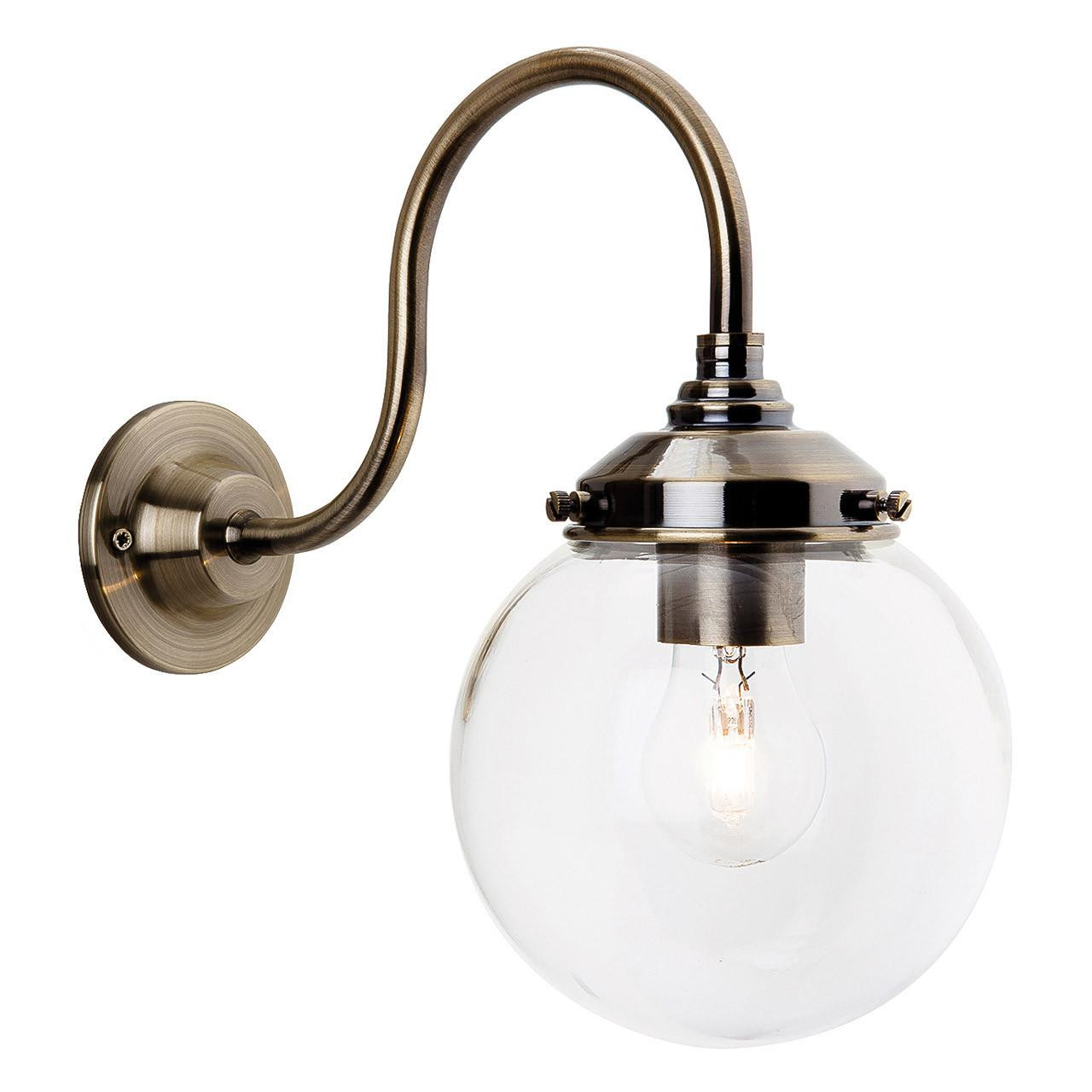 Firstlight Victoria Traditional Gas Lamp Style Round Wall Light in Antique Brass and Clear Glass