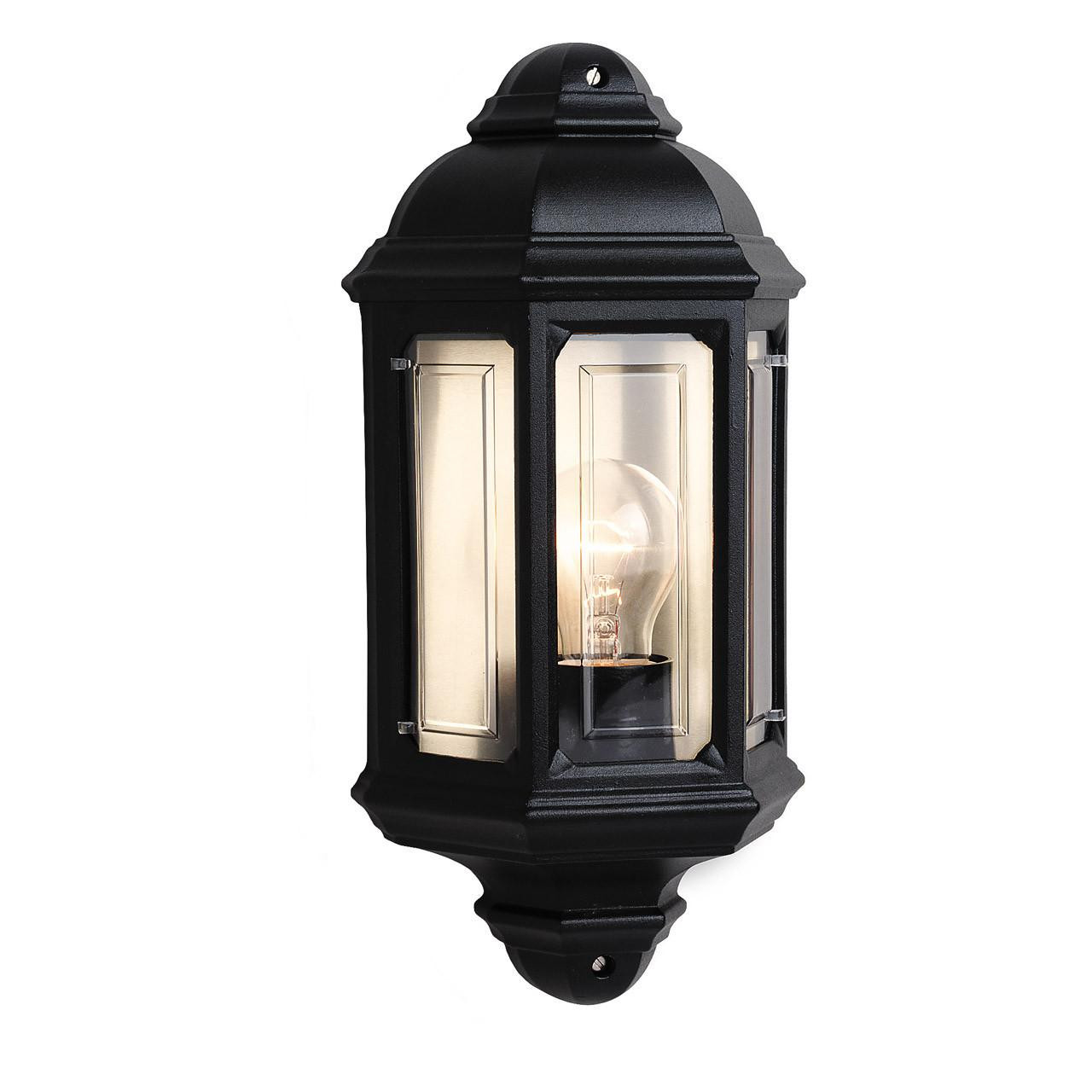 Firstlight Villa Classic Style Half Lantern in Black and Clear