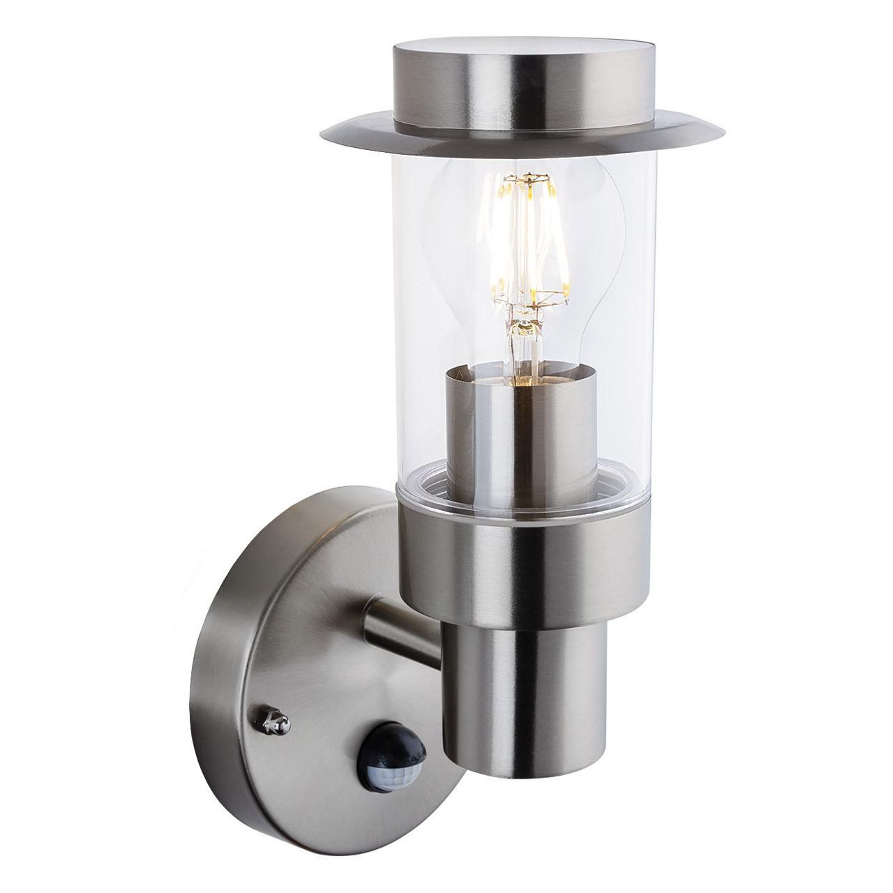 Firstlight Darwin Modern Style Lantern PIR Sensor in Stainless Steel and Clear