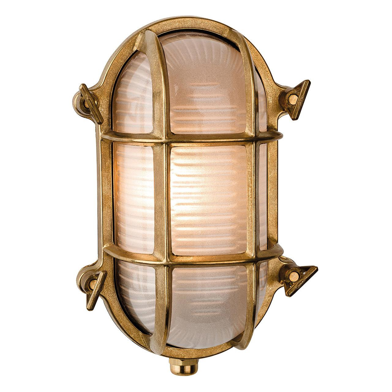 Firstlight Nautic Classic Marine Style Oval Bulkhead in Solid Brass and Frosted