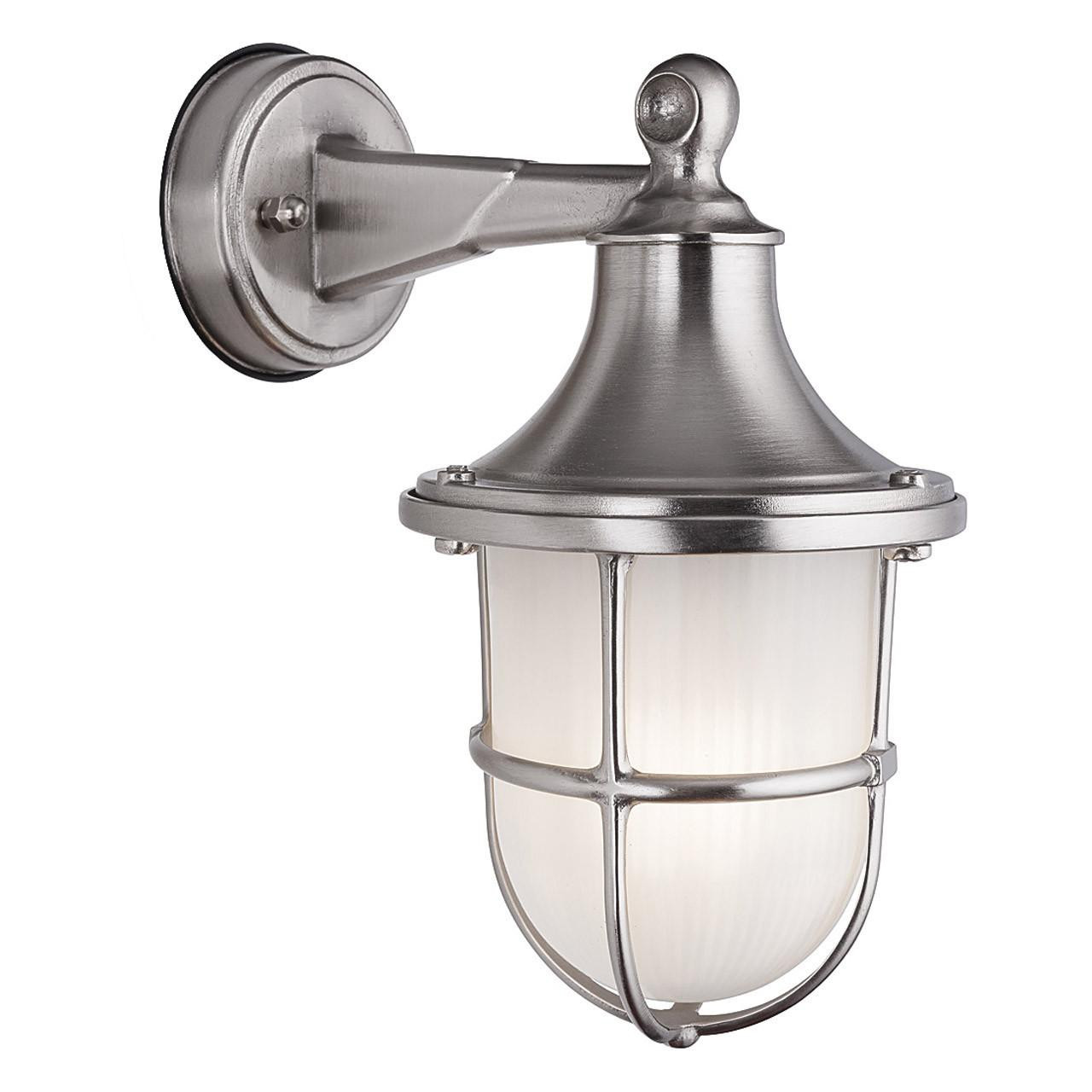 Firstlight Nautic Classic Marine Style Caged Lantern in Solid Brass with Nickel Plating and Frosted