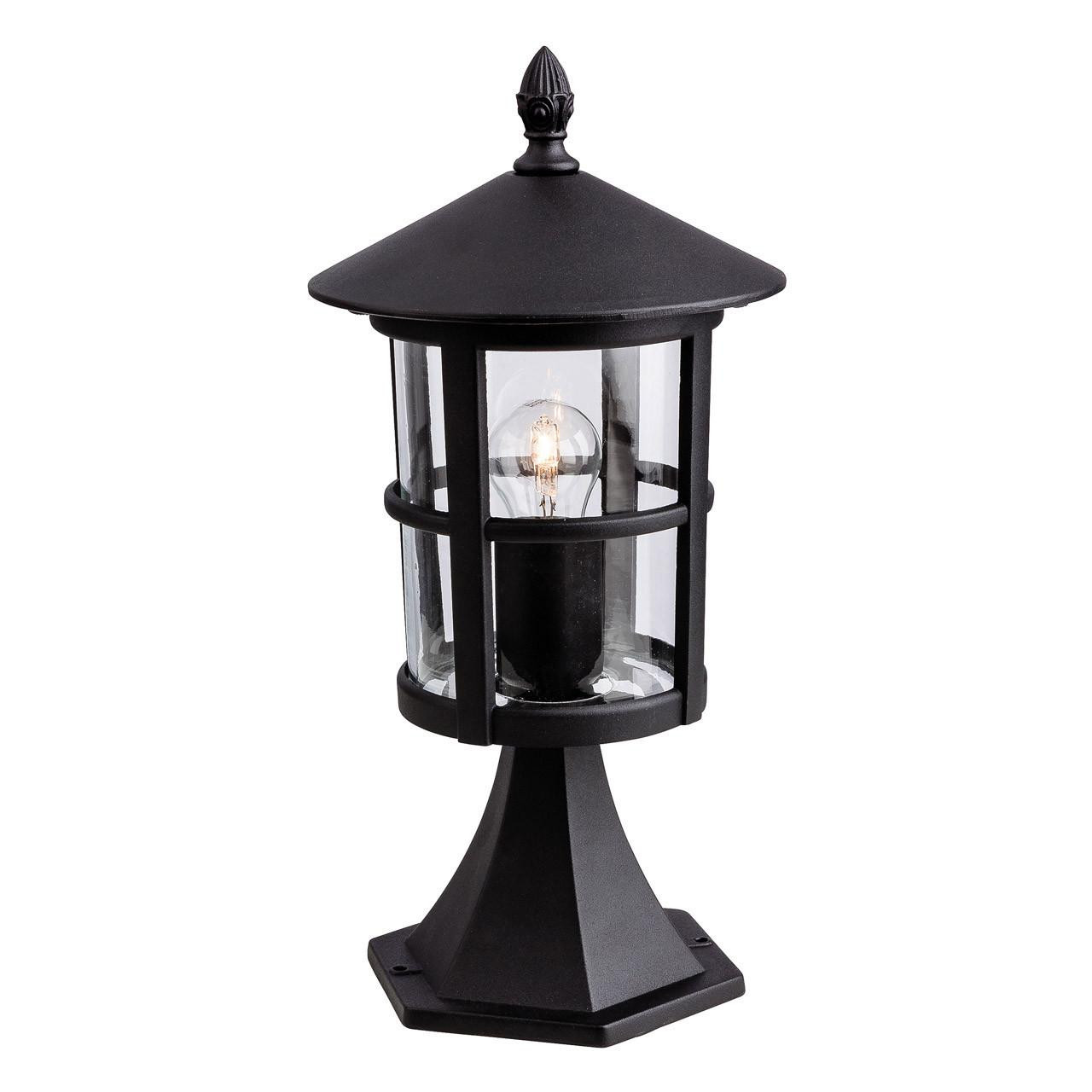 Firstlight Stratford Traditional Style Pillar Post Light in Black and Clear Glass