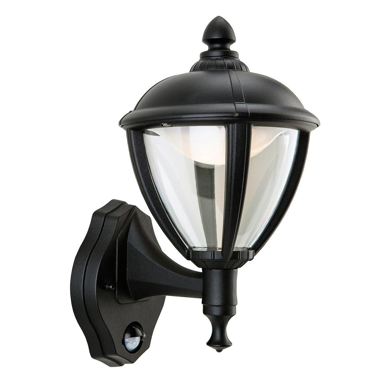 Firstlight Unite Traditional Style LED Uplight Lantern 9W PIR Sensor Warm White in Black and Opal