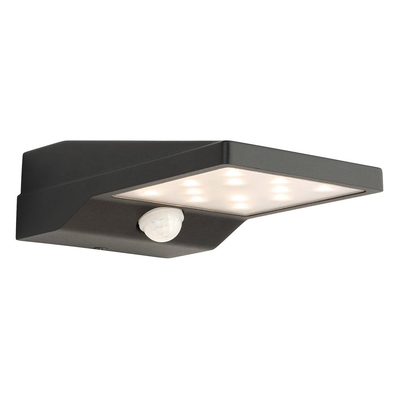 Firstlight Cyrus Modern Style LED Solar Wall Light 1W PIR Sensor Warm White Graphite