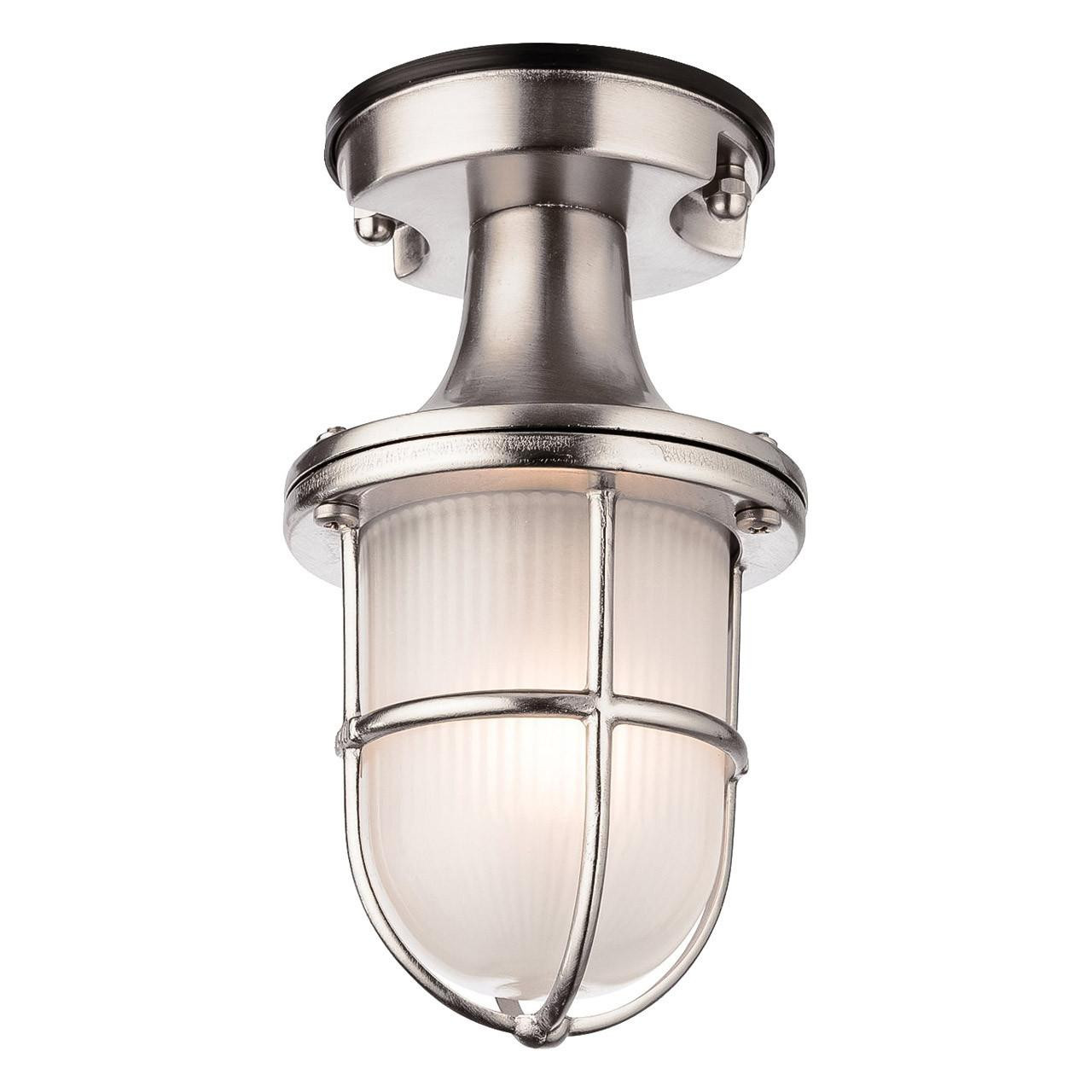 Firstlight Nautic Traditional Style Ceiling Light in Solid Brass with Nickel Plating and Frosted
