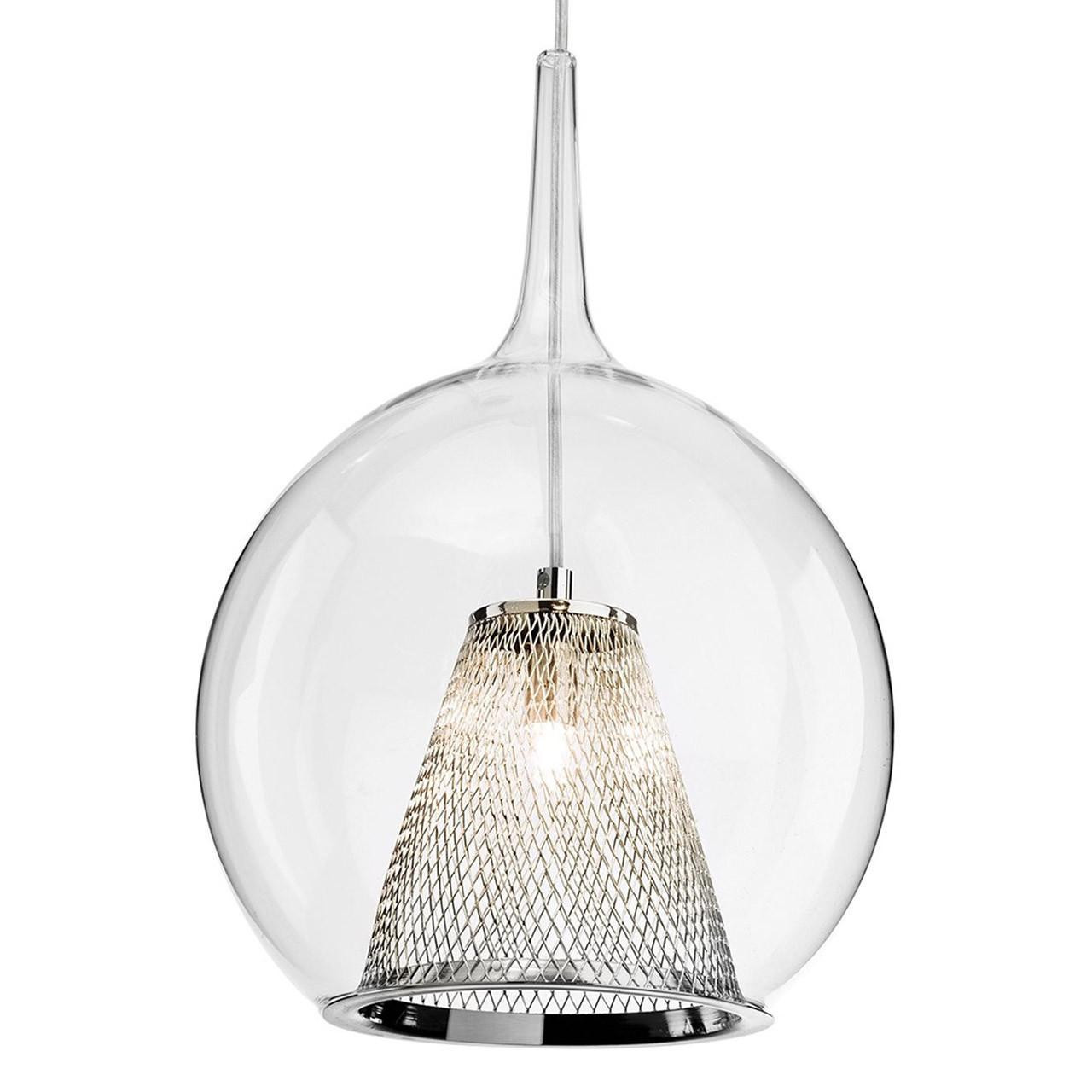 Firstlight Arlo Modern Style Pendant Light in Chrome and Clear Glass