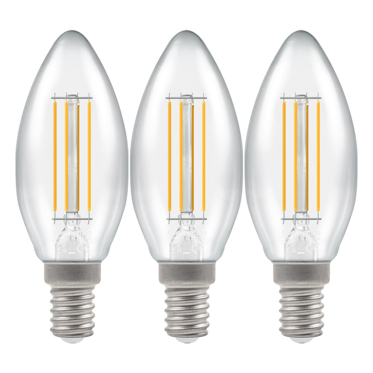 Crompton Lamps LED Candle 5.9W E14 Dimmable Filament (3 Pack) Cool White Clear