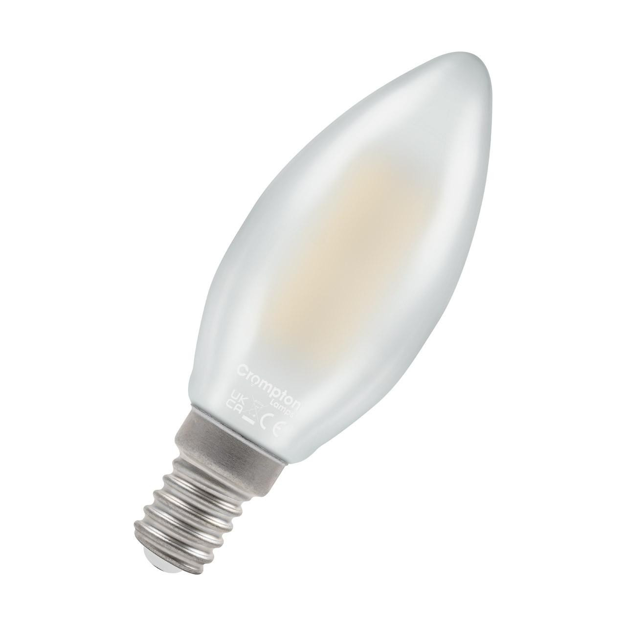 Crompton Lamps LED Candle 5.9W E14 Dimmable Filament Warm White Pearl